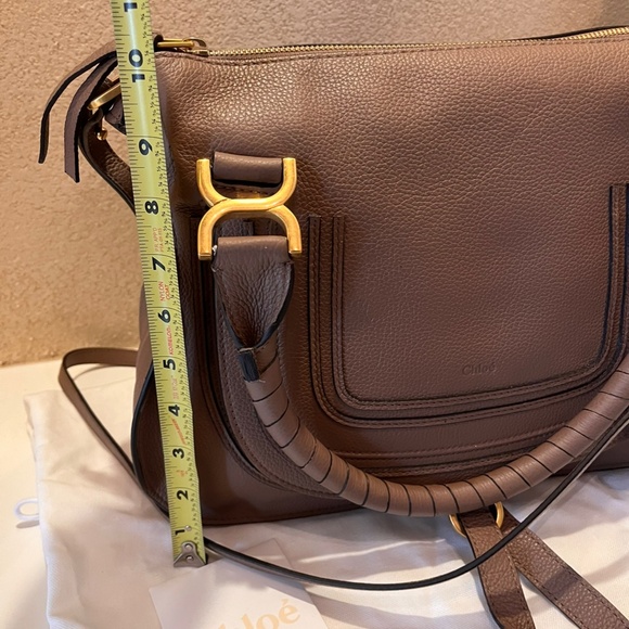 Medium Chloe Marcie Leather Satchel in desert taupe - Picture 8 of 9